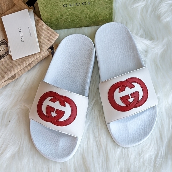 Gucci Interlocking G Logo Rubber Slide - Picture 1 of 12